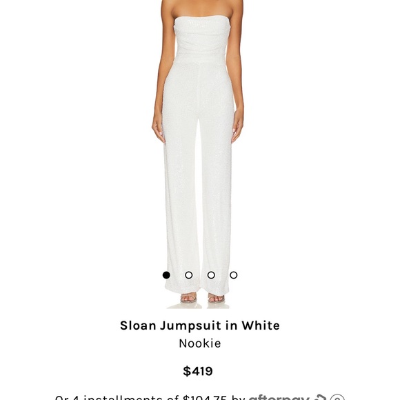Sequin white strapless jumpsuit - Picture 1 of 5